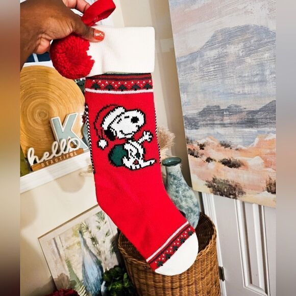 VTG Snoopy 1958 Embassador Hallmark Peanut Charlie Brown Knitted Stocking . - Picture 1 of 13
